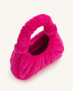 Gabbi Faux Fur Medium Ruched Hobo Handbag - Fandango Pink
