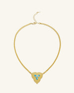 Leaf Pendant Necklace - 18ct Gold Plated & Aquamarine Zircon