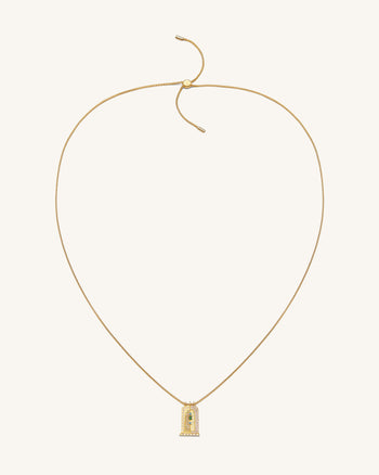 Roman Small Arch Pendant Necklace - 18ct Gold Plated & Multicolor Zircon