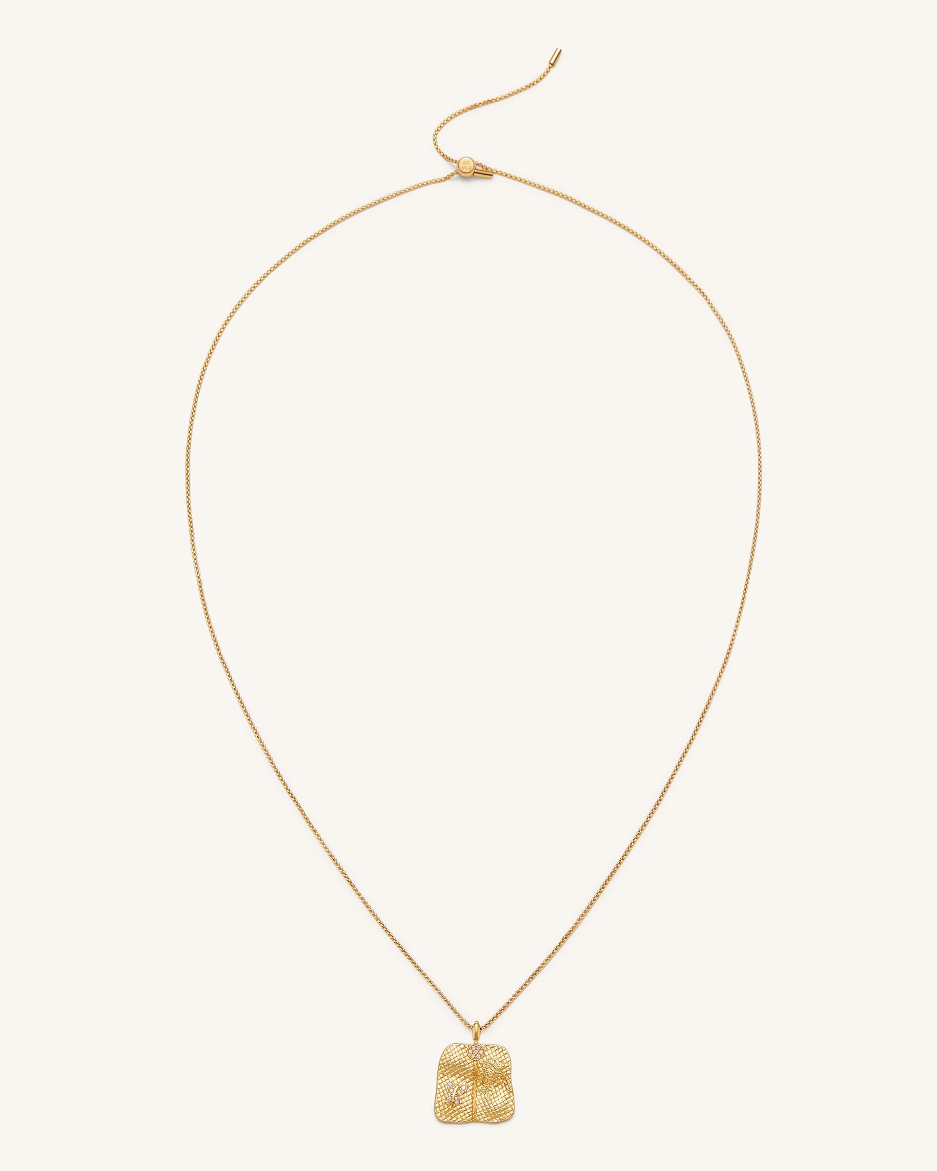 Plantain Fan Pendant Necklace 18ct Gold Plated & Zircon