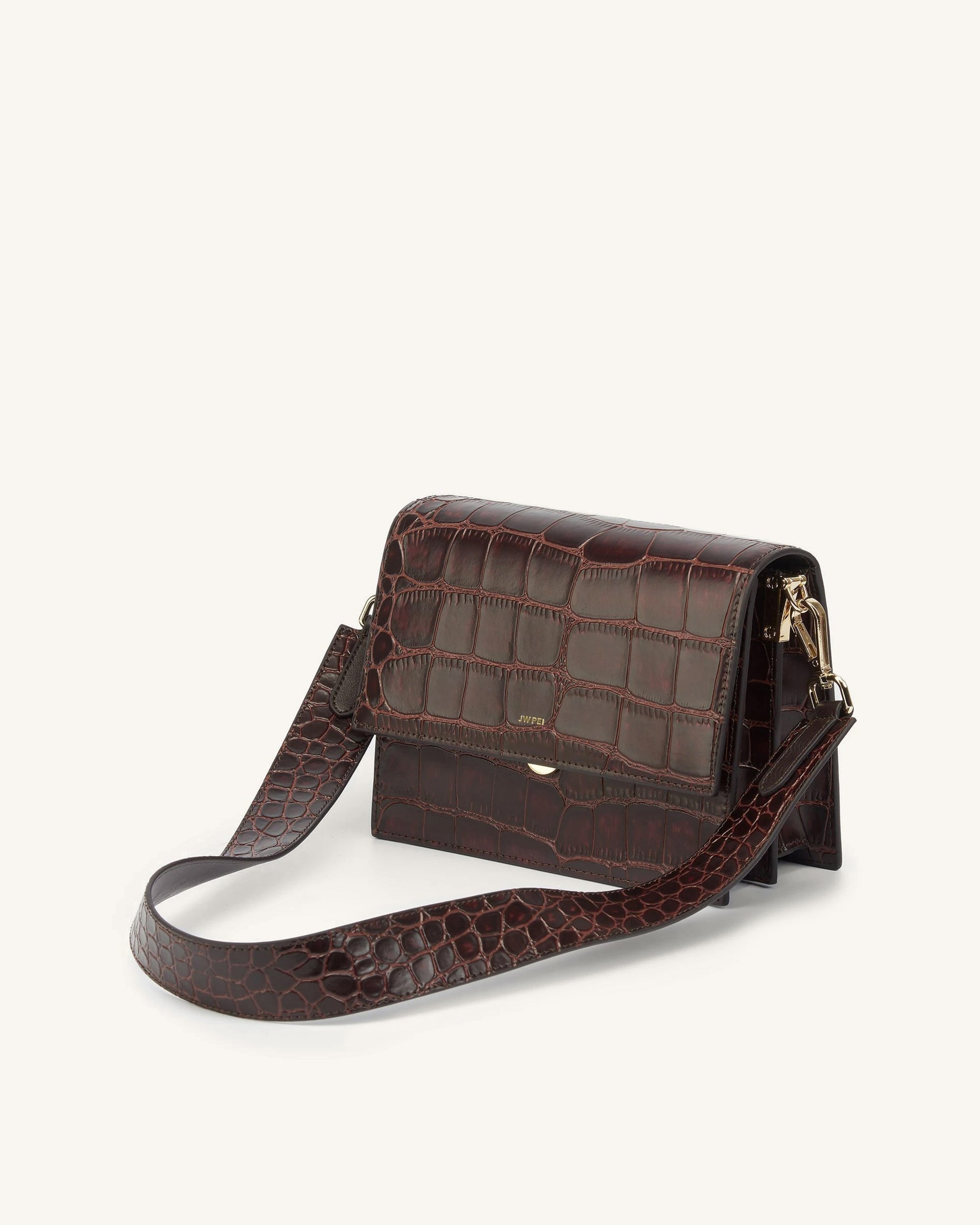 Mini Flap Bag Brown Croc